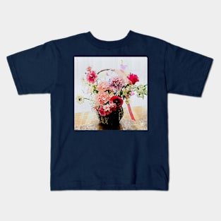 lovable flower basket mixed with  roses(watercolors) Kids T-Shirt